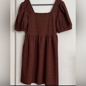 Tea n Rose Textured Burnt Orange/Brown Mini Dress